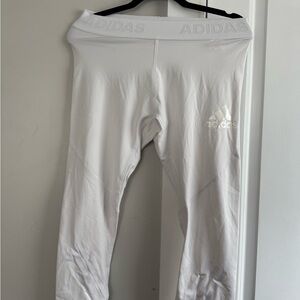 Adidas White Logo Compression Leggings